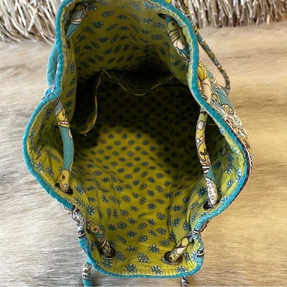 VERA BRADLEY Peacock Drawstring Bag Small Backpack Green Blue Paisley 2007 Y2K - Picture 11 of 13